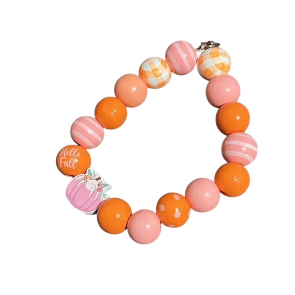Hand Crafted Fall Wood Bead Necklace and bracelet set - Picture 8 of 8